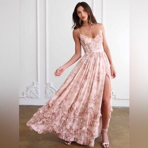 V Chapman The Carmen Dress in Peach Tapestry (size 4)